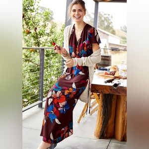 Floral wrap dress. Floral print, long maxi dress.